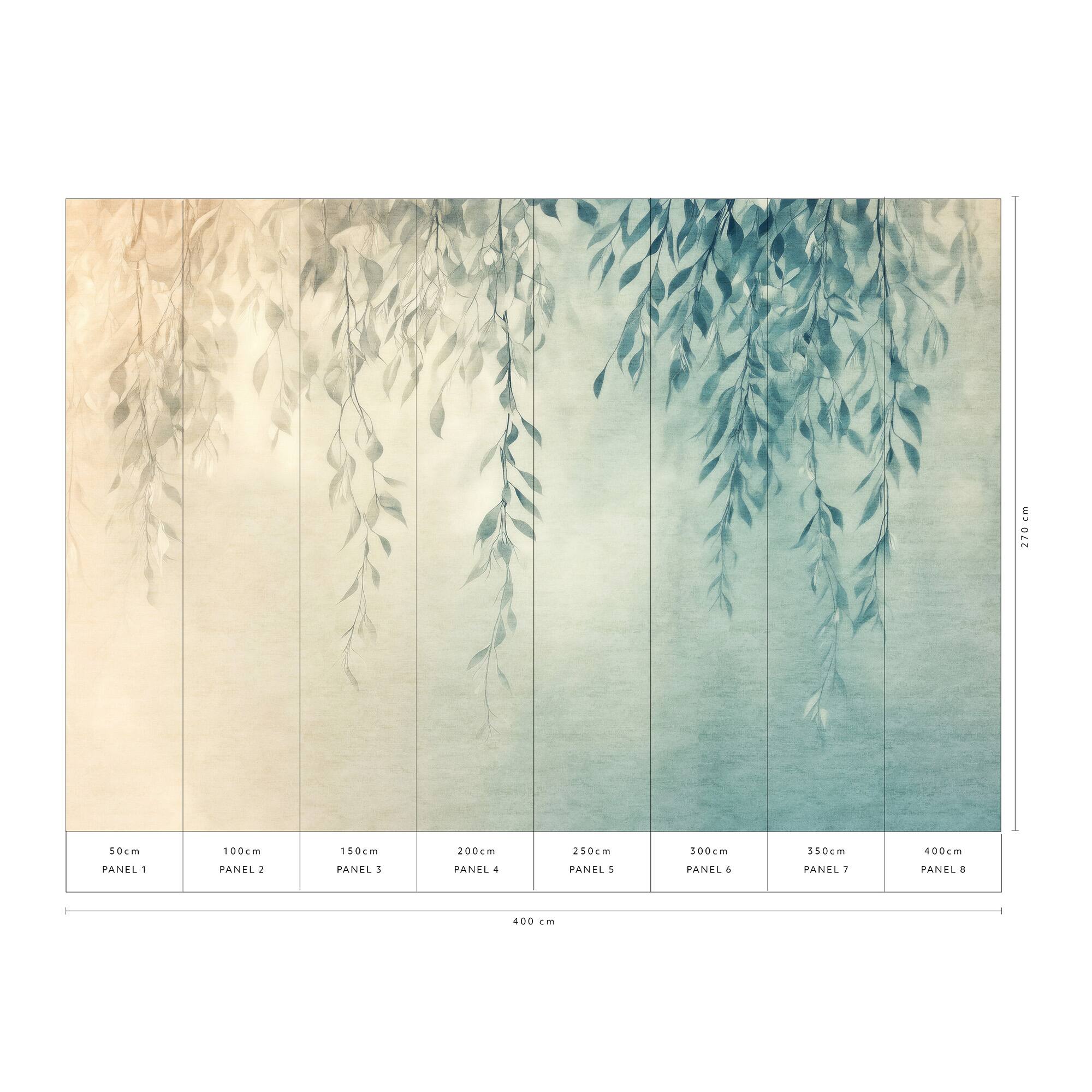Designs Direct Silent Leaves Teal Wall Mural